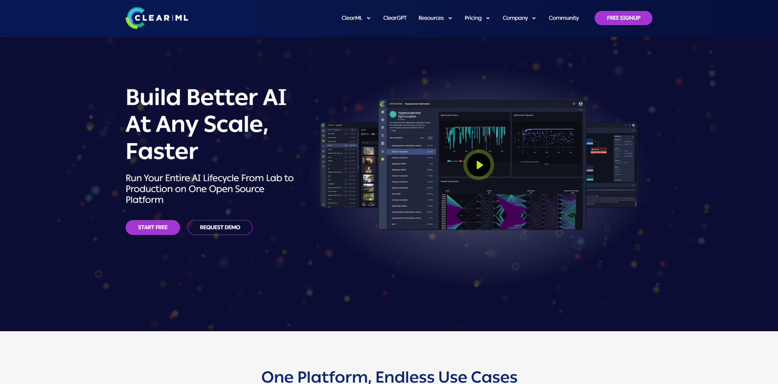 ClearML Landing Page