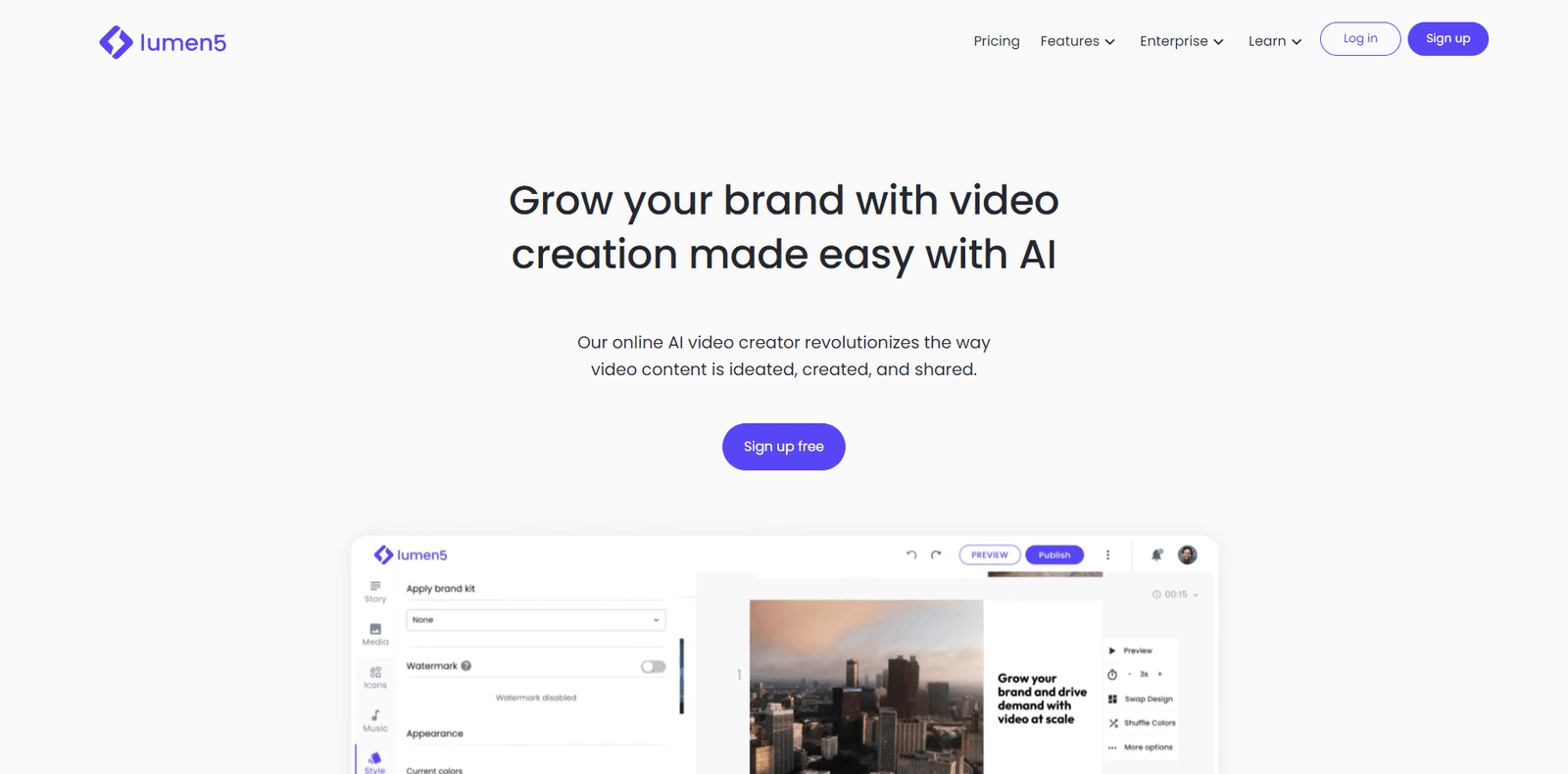 Lumen5 Landing Page