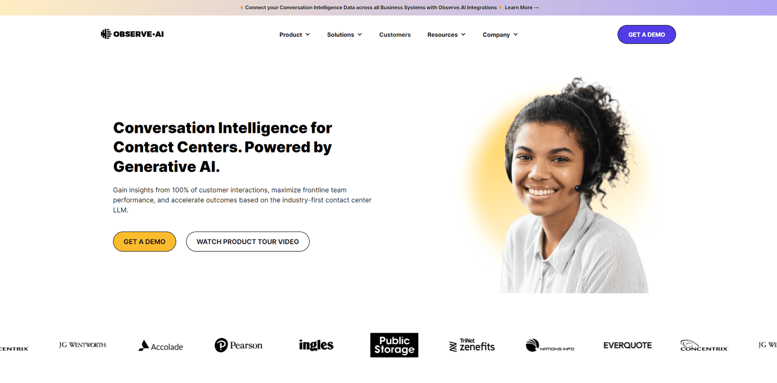 Observe.AI Landing Page