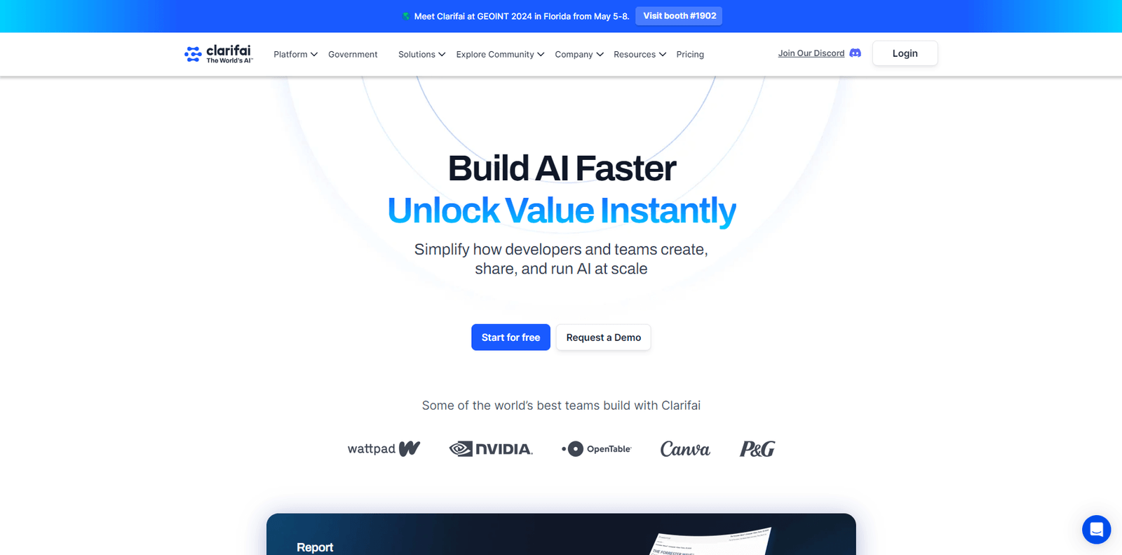 Clarifai Landing Page