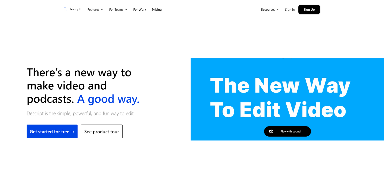 Descript Landing Page