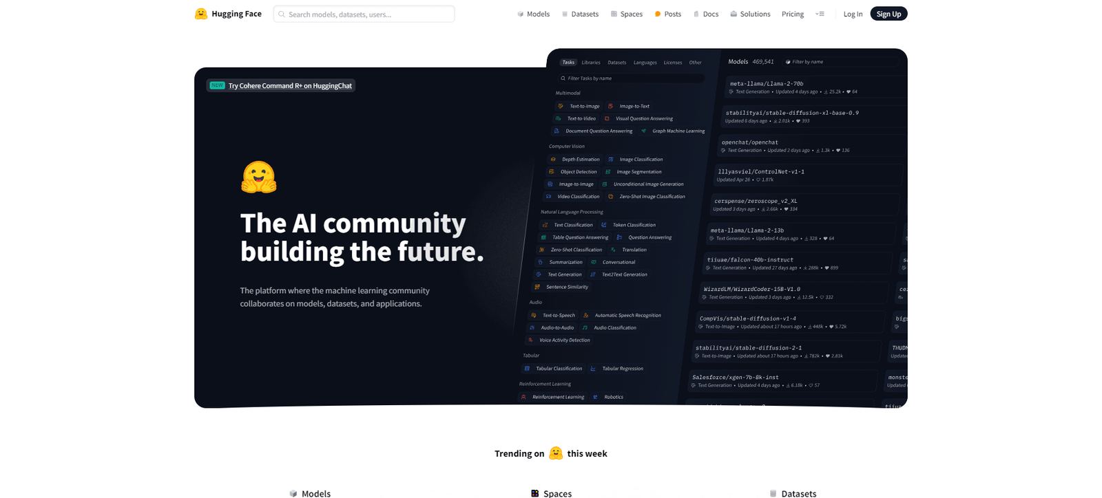 Hugging Face Landing Page