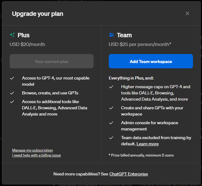 ChatGPT Pricing