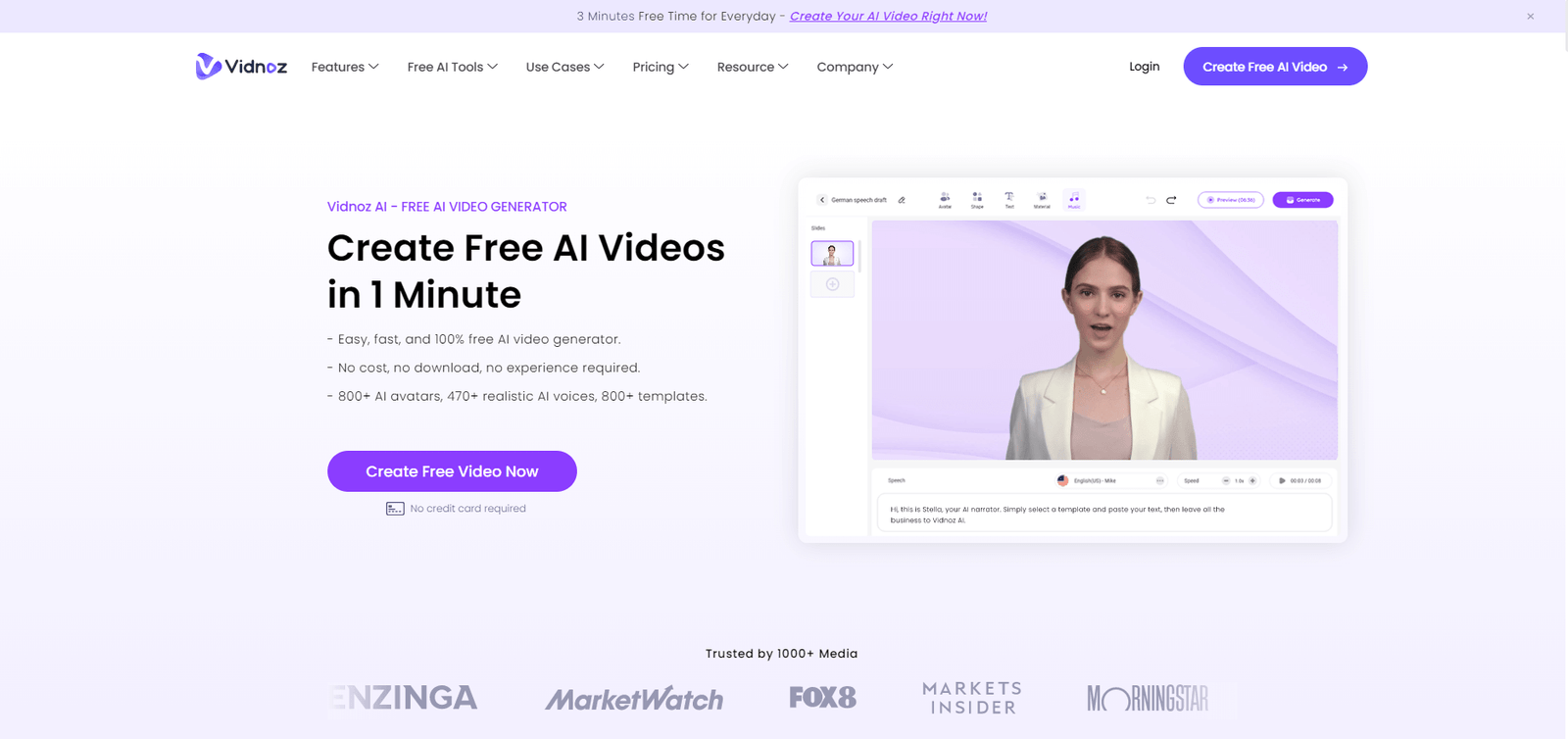 Vidnoz Landing Page