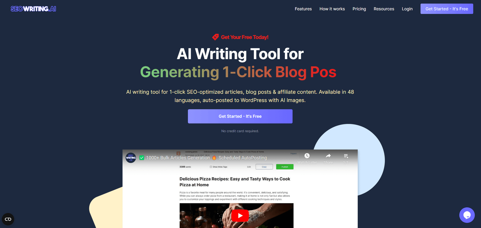 SEOWriting.ai Landing Page