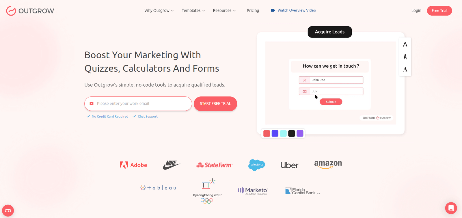 Outgrow Landing Page