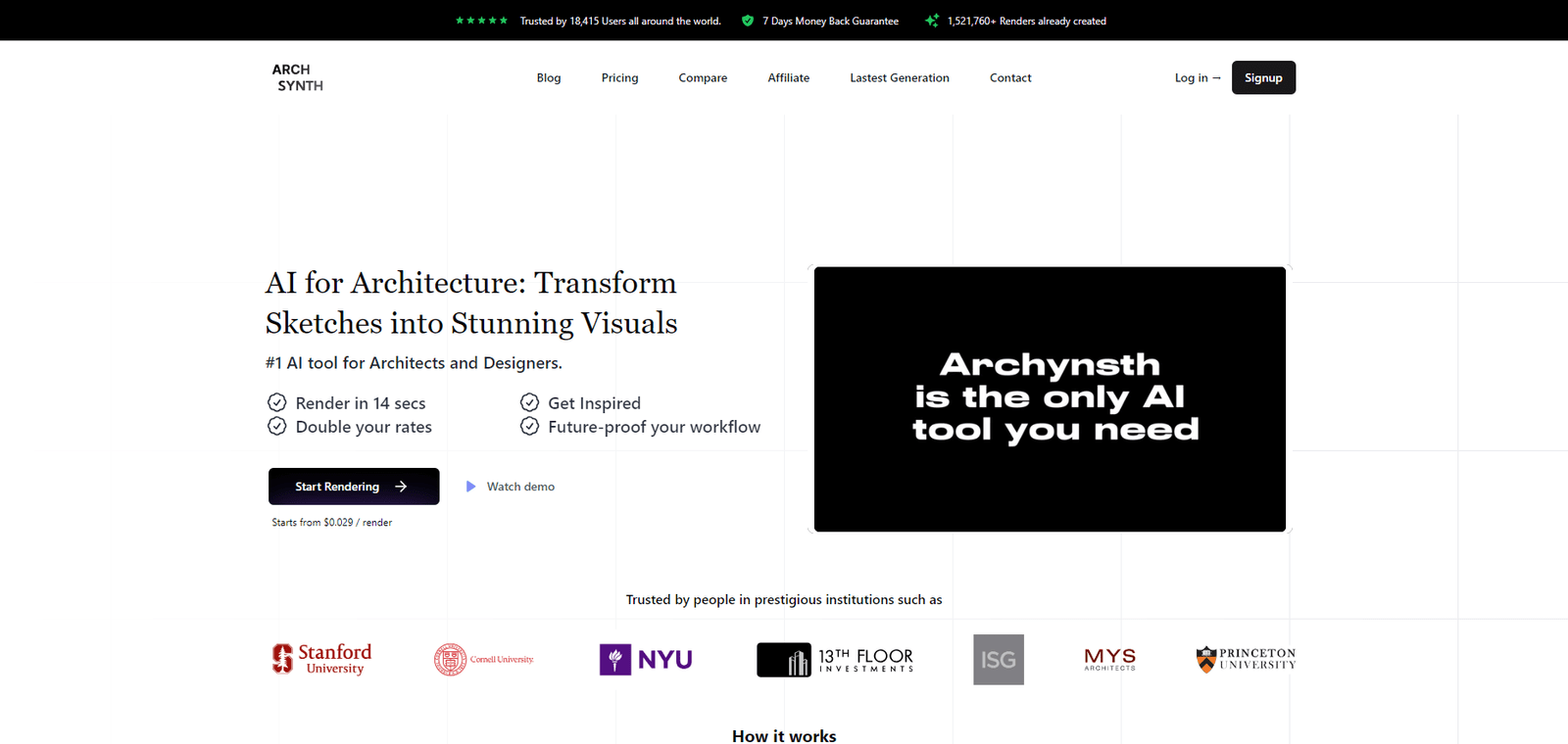 Archsynth Landing Page