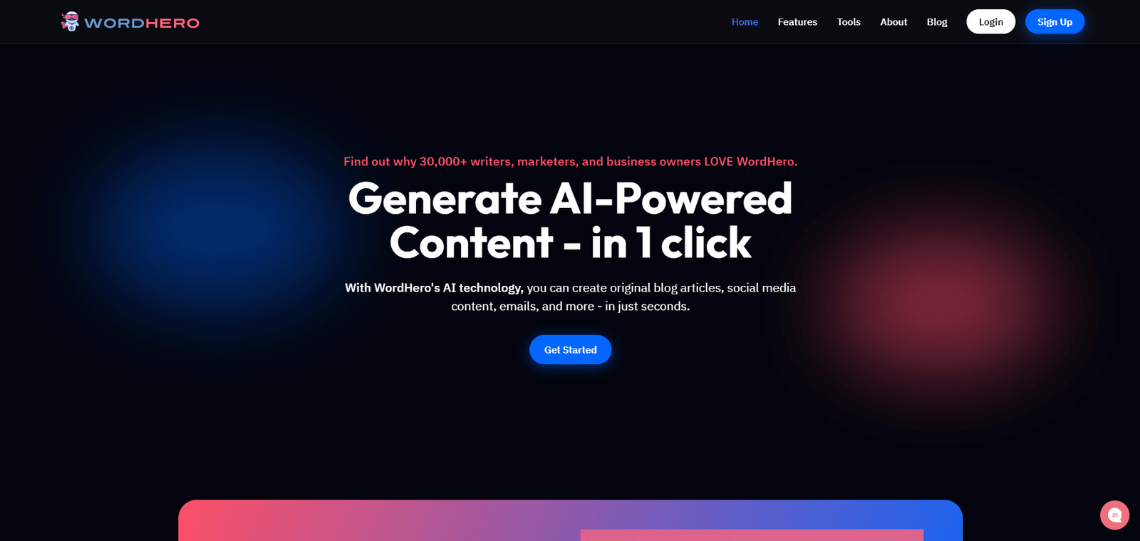 WordHero Landing Page