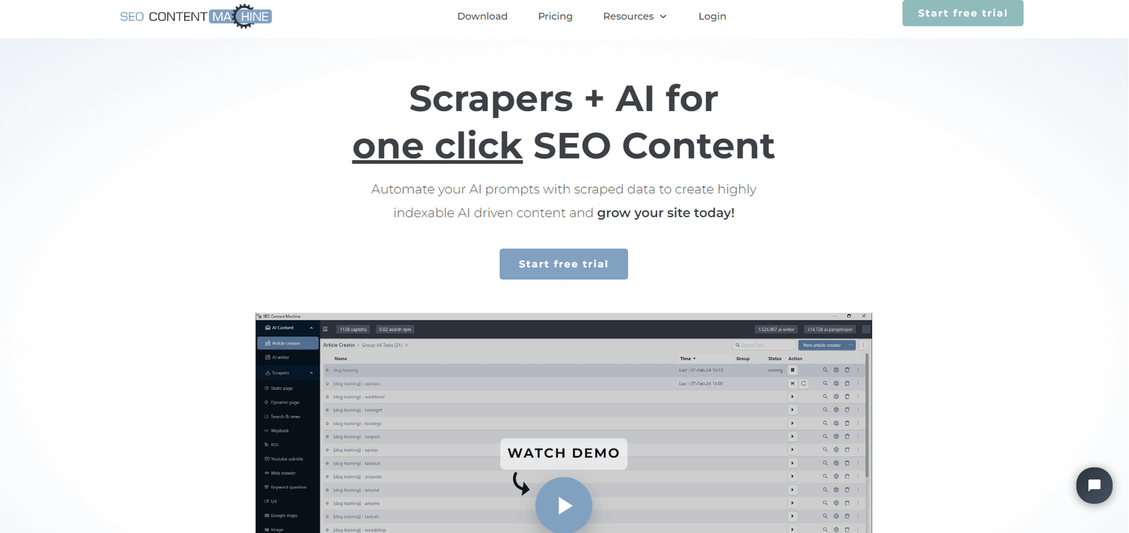 SEO Content Machine Landing Page