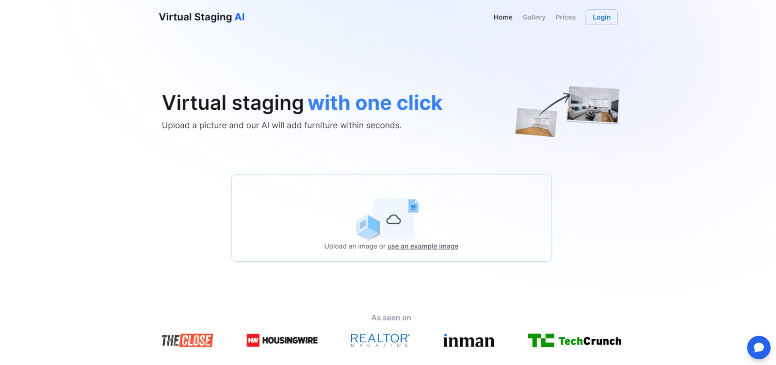 Virtual Staging AI Landing page