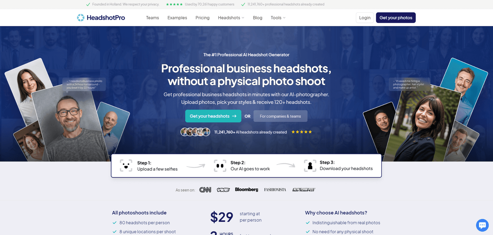 HeadshotPro Landing page